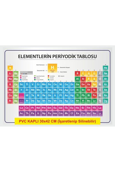 Hsn ملصق علمي مقاس 30 × 42 سم - مسطرة عناصر دورية، مغطاة بـ PVC، قابلة للكتاب...