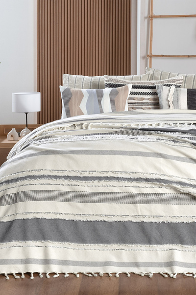 Sarev Reyna Siyah Tek Kişilik %100 Pamuk Yatak Örtüsü