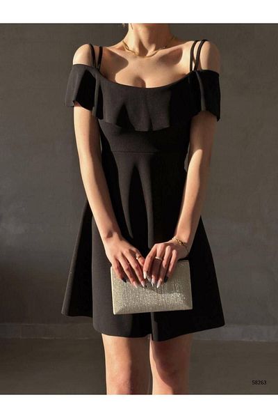 rengamoda Țesătură creponată colorată - Rochie de damă cu gât agățat