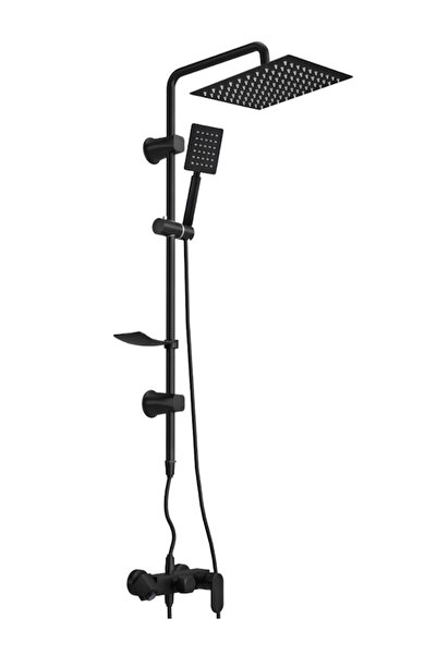 FAWER Faucet & Shower Siyah Banyo Bataryası ve Robot Duş Seti Metal El-Tepe