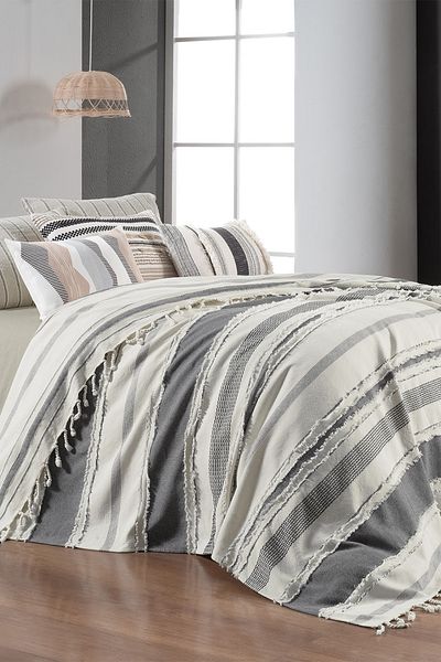 Sarev Black Reyna Double 100% Cotton Bedspread