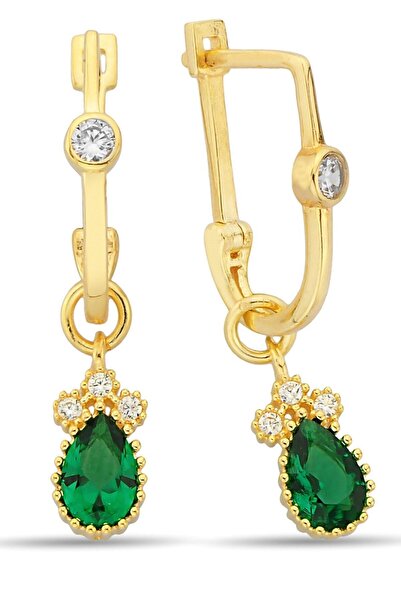 Çgk Çiğdem Gürel Kuyumculuk Damla Taşlı Sallantılı Altın Küpe Kp0005 14yenikp...