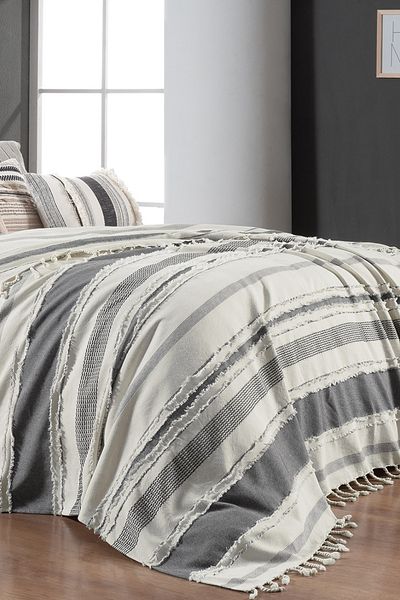 Sarev Black Reyna Double 100% Cotton Bedspread
