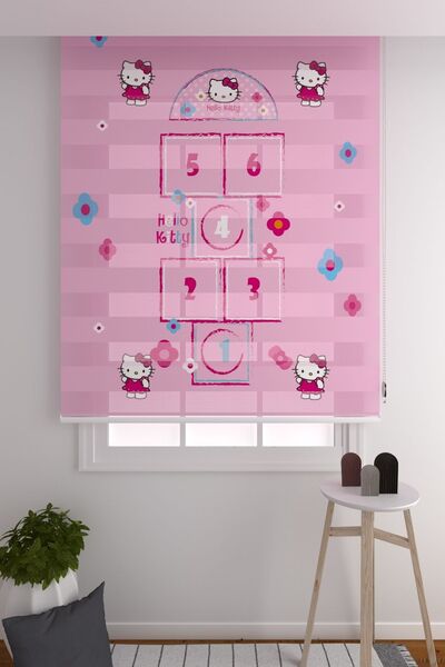 ZÜPER TEKSTİL Zebra Perde Sayılar Ve Hello Kitty Desenli Çocuk Odası Zebra Perde