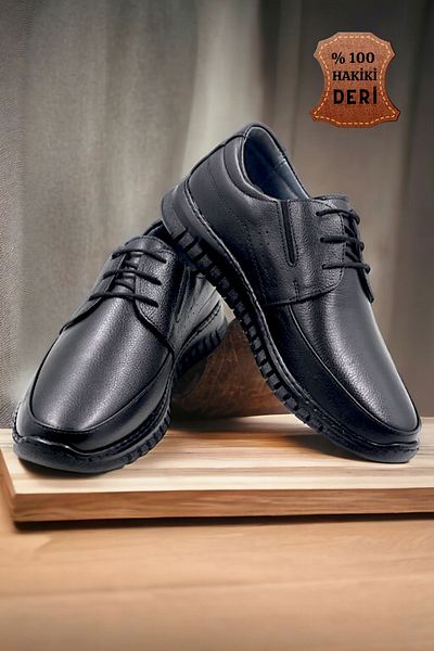 nazenintasarımlar Ανδρικά παπούτσια από γνήσιο δέρμα Ultra Comfortable Gel Μαύρα Casual