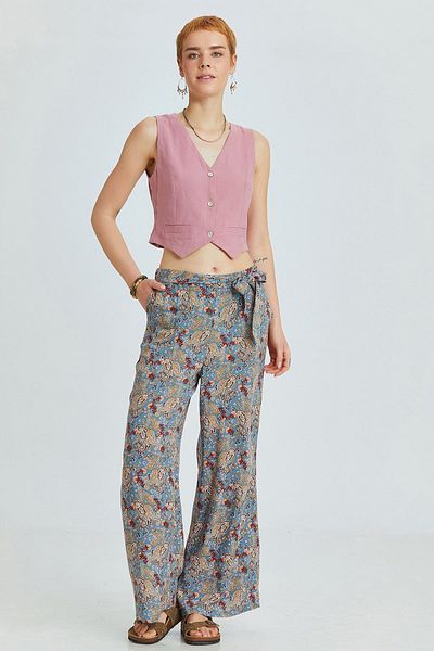 Clandestino Dusty Rose Bohemian Vest - V-Neck Sleeveless Classic Fit