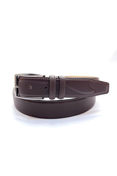 GİRAY Genuine Leather Brown Needle Pattern Men's Belt