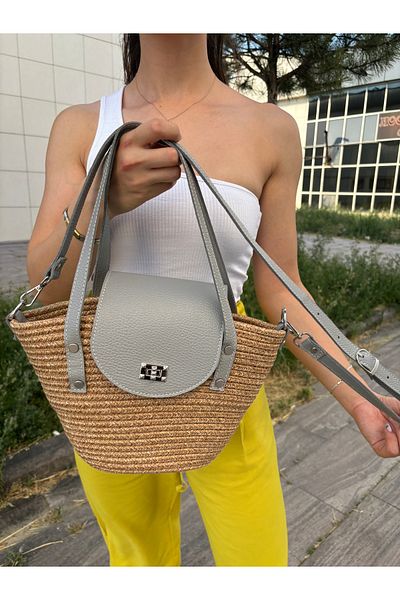 MaVaux Geantă de umăr din piele naturală Lily - Iuta Paie