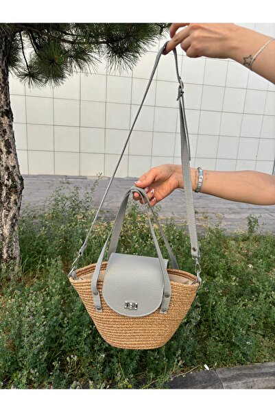 MaVaux Lily Genuine Leather - Jute Straw Look Shoulder Bag