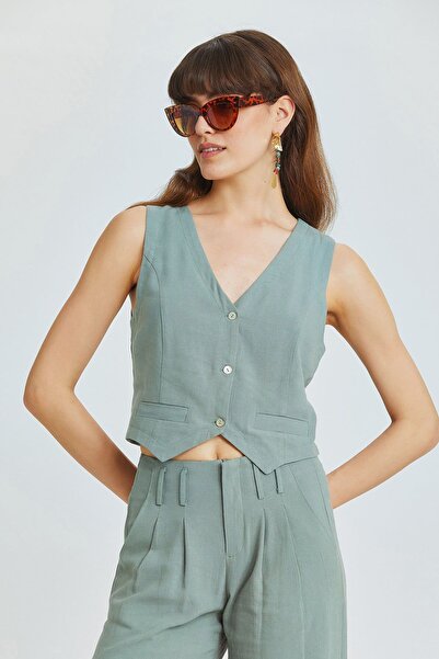 Clandestino Çağla - V-подібний виріз без рукавів богемний жилет