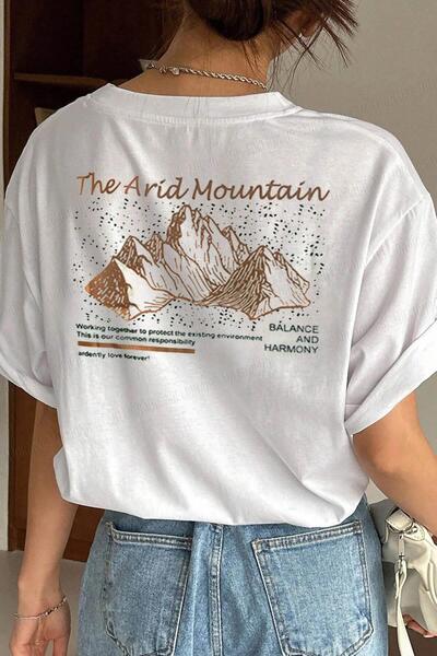 Teenage Millionaire Arid Mountain Beyaz Oversize Salas Boyfriend Kadın T-shirt