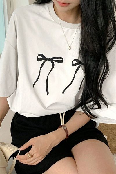 EFBUTİK Unisex White T-Shirt - Black Double Striped