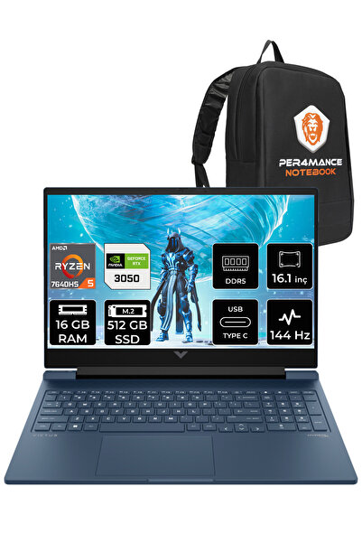 HP VİCTUS 16 R5 7640HS 16GB 512GB SSD RTX3050/4GB 144HZ 16.1'' FHD FDOS 7Z4N2EA & PER4 ÇANTA