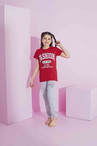 Tarık KIz Children's Cotton Short Sleeve Pajama Set