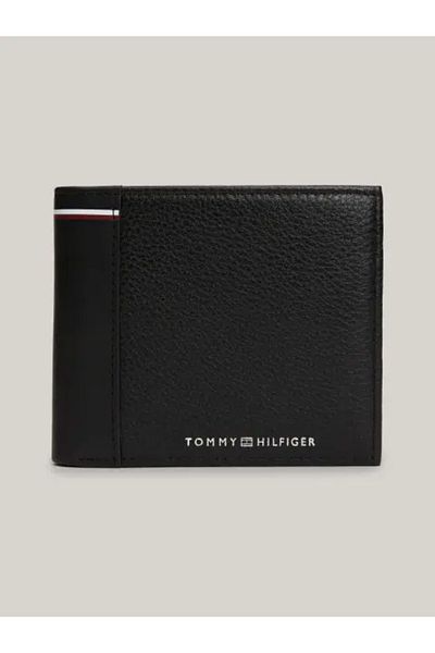 Tommy Hilfiger Faux Leather Men's Black Wallet - Multiple Card Compartments, Brand Logo, AM0AM12520-BDS