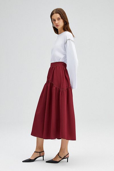 Touché Privé POPLIN SKIRT WITH CONTRAST STITCHING
