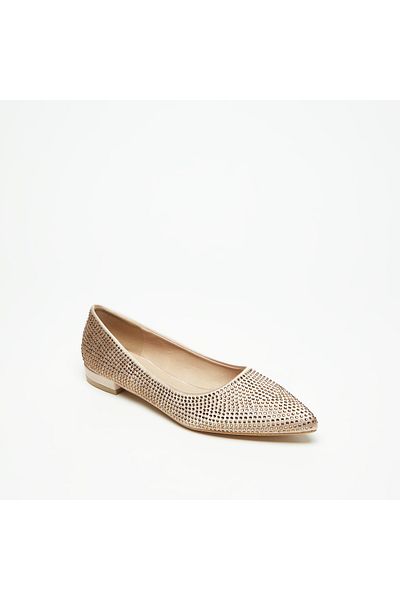 Flora Bella by Shoexpress Flora Bella Embellished Slip-On Pointed Toe Ballerina Shoes