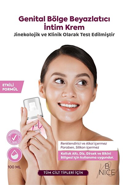 BNICE Genital Bölge Beyazlatıcı İntim Krem - Koltuk Altı Diz Dirsek Kararma Karşıtı - 100ML