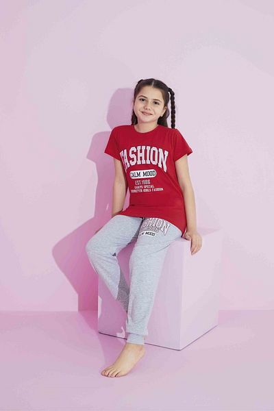 Tarık KIz Children's Cotton Short Sleeve Pajama Set