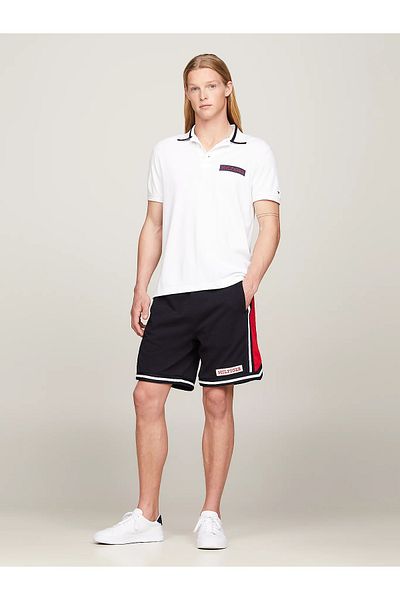 Tommy Hilfiger Men's White Polo Neck T-Shirt - Short Sleeve, Button Closure MW0MW34786-YBR