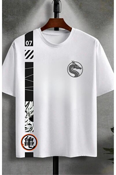 JoneBase تي شيرت Dragon Ball للجنسين كبير الحجم - طباعة تنين سون جوكو، 100% قطن