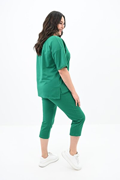 Koza Butik Σετ φόρμας Capri με λεπτομέρεια τσέπης σε σχισμένο μέγεθος - κοντό μανίκι 8010-23