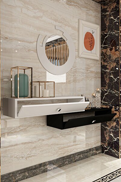 Givayo Mobilya Bard Dresuar Beyaz Siyah