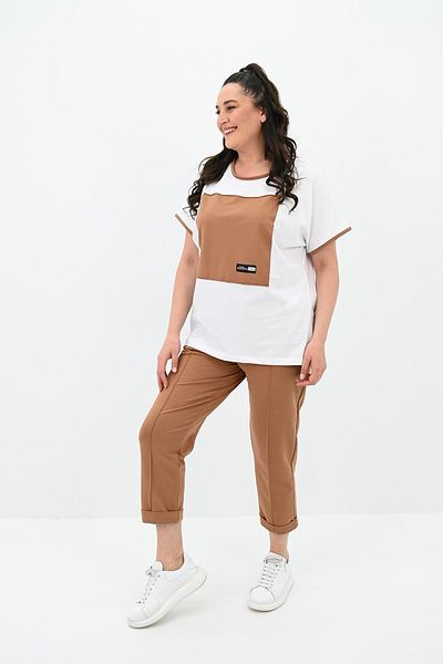 Koza Butik Σετ γυναικεία φόρμα με κοντό μανίκι Plus Size - 8091-24