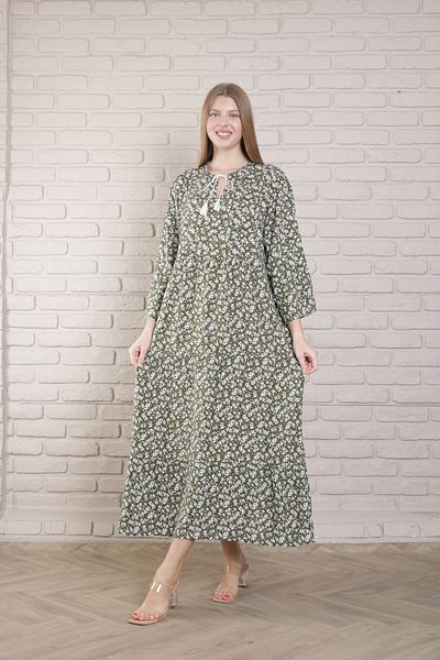 mervemoda Γυναικείο Καλοκαιρινό Υφαντό Φόρεμα Plus Size
