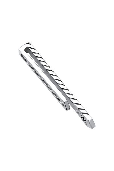 KUZZOI Krawattennadel V-Linie Oxidiert Zeitlos Business 925 Silber