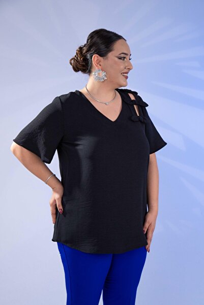 Roxxlen Μπλούζα μεγάλου μεγέθους με λεπτομέρεια φιόγκου - 1111041