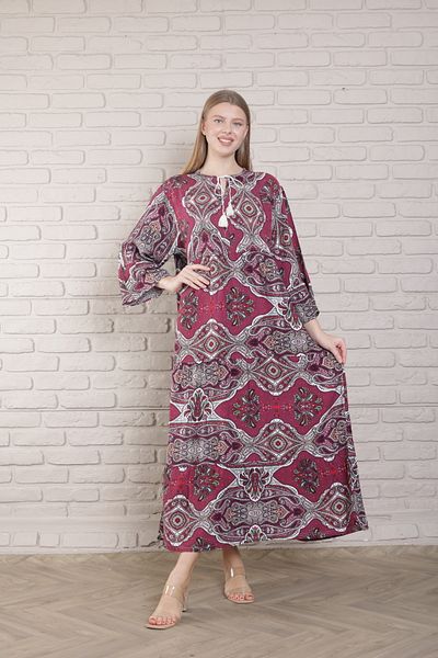 mervemoda Γυναικείο Καλοκαιρινό Υφαντό Φόρεμα Plus Size