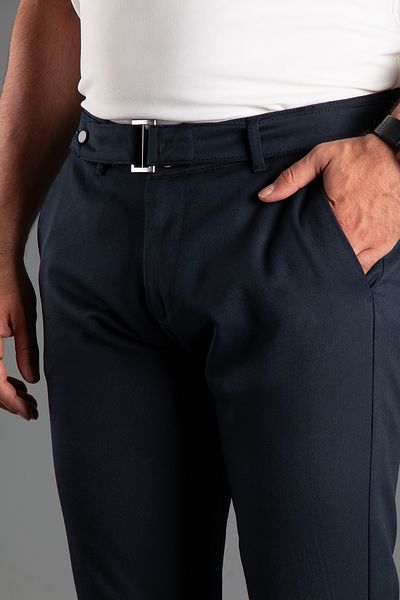 ZEKİ ÖZER Ανδρικό λινό παντελόνι Navy Blue - Ζώνη