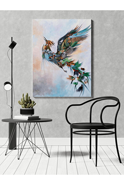 RUGSMODERN Kanvas Tablo Çok Renkli Soyut Kuş Desen