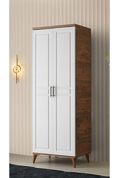 GuneyStore Ücretsiz Montaj Komple Mdf Sport 2 Kapaklı Atlantik Çam/beyaz Gardırop Elbise Dolabı