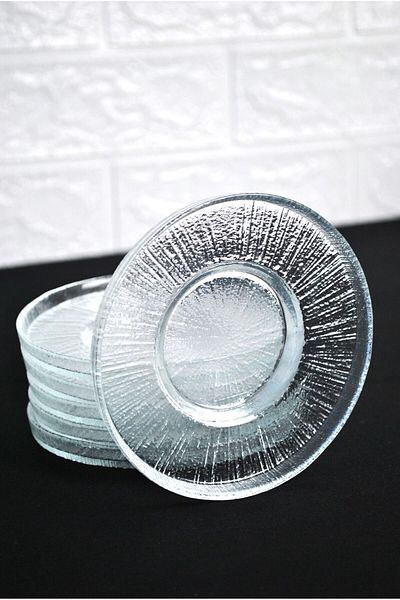 Porselen Diyarı Trend Patterned 6-Piece Glass Tea Plate - 12 Cm