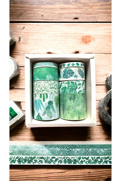 Marseliko Cactus Themed Washi Tape Set - 12 Patterns Washi Tape - Tape Sticker - Bullet Journal Notebook Decoration