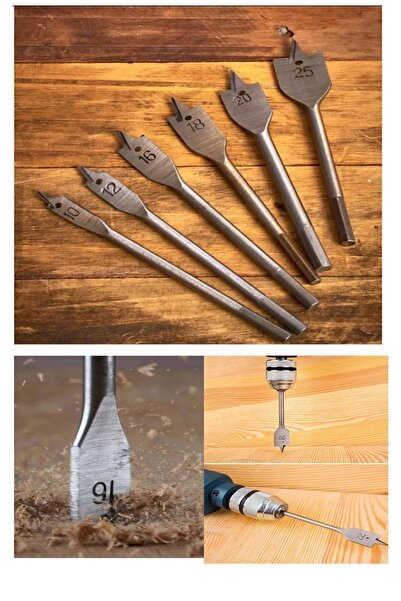 optana 6 Parça Tahta Ahşap Oyma Ağaç Delici Yaprak Matkap Uç Seti Yaprak Panç...