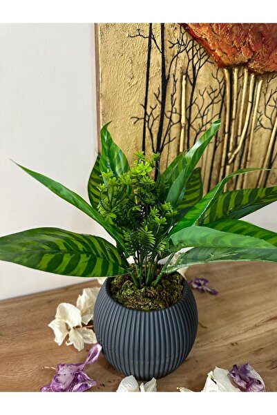 La bella bazar زهرة اصطناعية مع وعاء ديكور طاولة شرفة زهرة حجر طبيعي موس ديكور سطح الطاولة