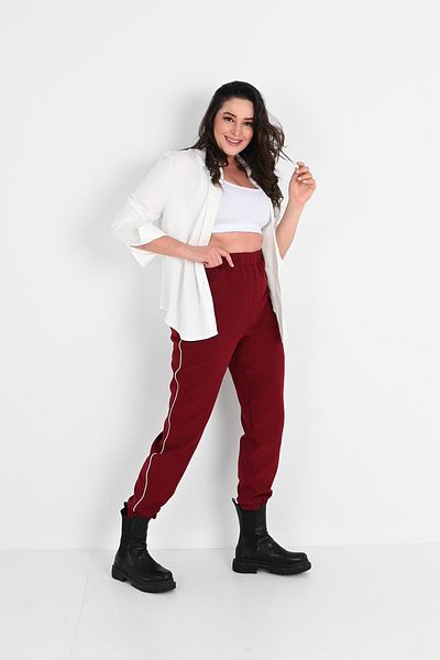 Koza Butik Large Size Women's Trousers with Pockets and Stripe Detail - 6243-24