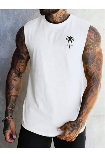 MOONBULL Pánské tričko bez rukávů s potiskem Palm Tree