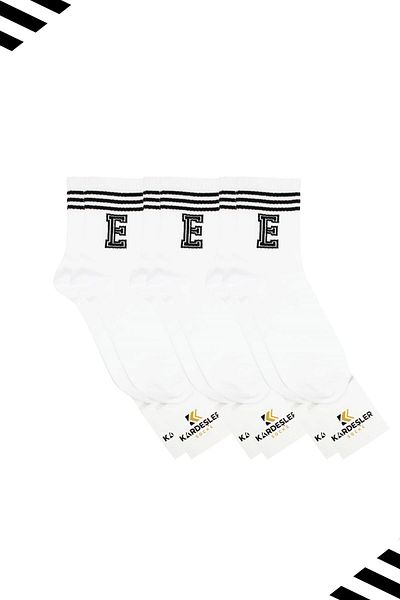 KARDEŞLER ÇORAP Унисекс тенис чорапи с шарка на буквата E (LETTER SOCKS) 3 чифта