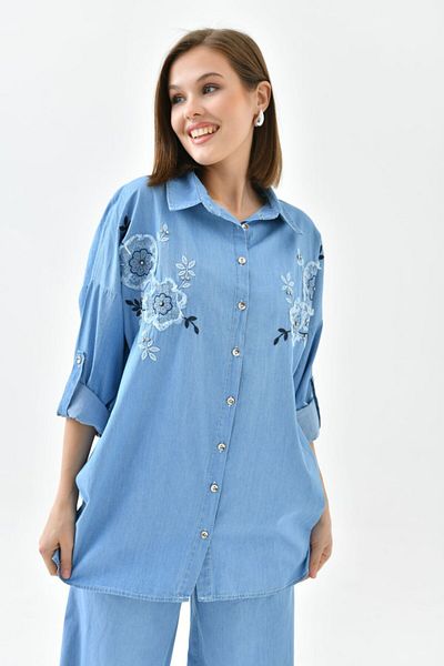 MVStore Denim Embroidered Women's Shirt and Pants Set