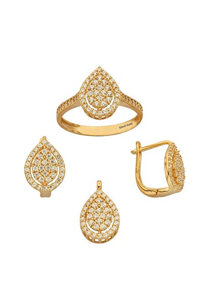 Çgk Çiğdem Gürel Kuyumculuk Taşlı Altın Üçlü Set Takım