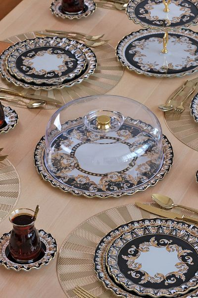 Glore Gold Gilded Ragusa Glass Cake Jar