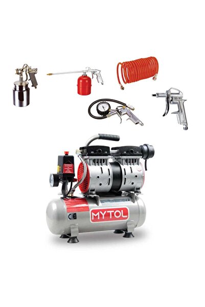 MYTOL Ews06 Sessiz Yağsız Hava Kompresörü 6 Litre 5 Parça Havalı Set