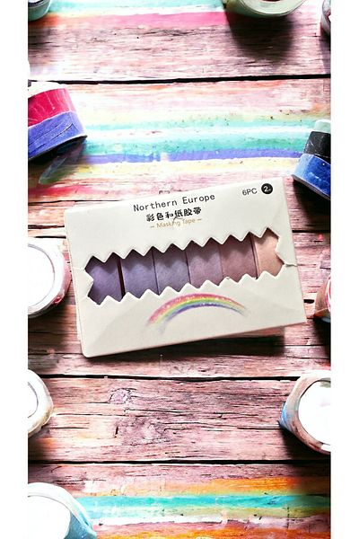Marseliko Purple Color Transition Washi Tape Set - 6-Piece Washi Tape - Tape Sticker - Bullet Journal - Notebook Decoration