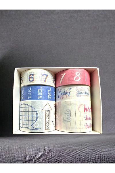 Marseliko Timeline Washi Tape Set - 6 Patterns White Tone Washi Tape - Tape Sticker - Notebook Decoration