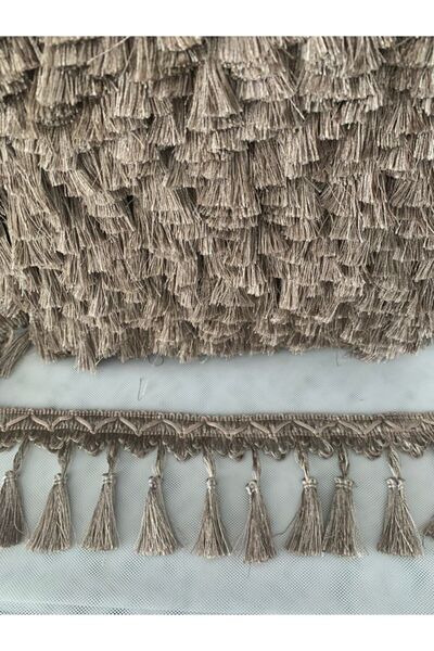 lovelyhome35 Vizon Sütlü Kahve Perde Saçak-perde Püskül-perde Kenar Süsü