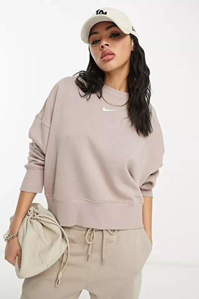 Nike Sportswear Essantial Collection Oversize Kesim Bej Kadın Sweatshrit